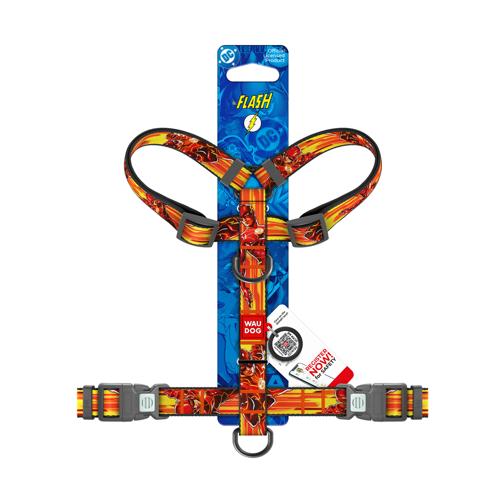Шлея для собак WAUDOG Nylon H-подібна з QR-паспортом "Швидкість Флеша", пластиковий фастекс XL (346-1080) - зображення 3