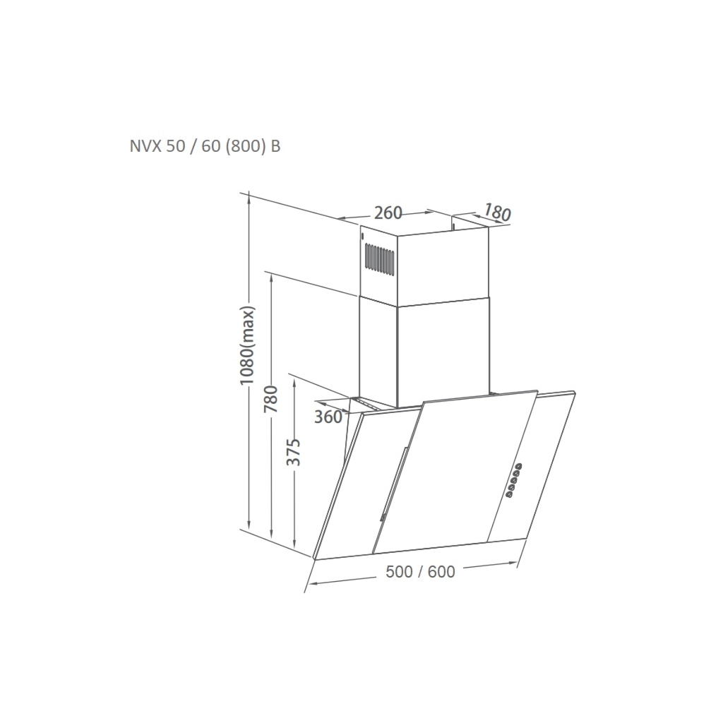 Витяжка кухонна Pyramida NVX 60 (800) B XBL - зображення 7