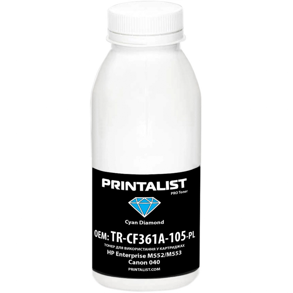 Тонер Printalist HP Enterprise M552/M553, Canon 040, 105г Cyan (TR-CF361A-105-PL) - зображення 1