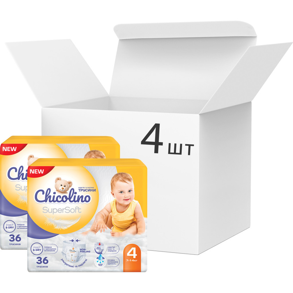 Підгузки Chicolino Super Soft Розмір 4 (7-14 кг) 36 шт, 4 Упаковки (4823098414650) - зображення 9
