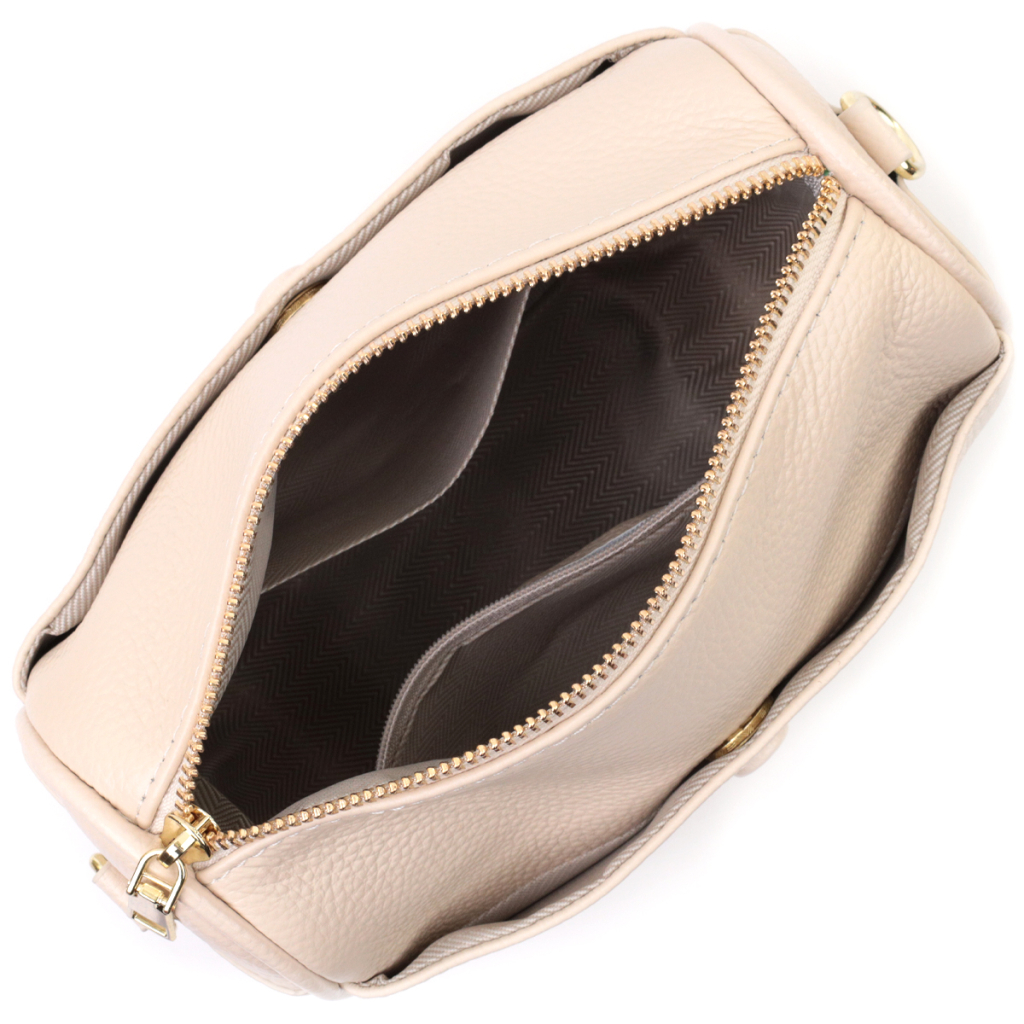 Сумка Vintage Компактна крос-боді жіноча з натуральної шкіри Біла (22591) - зображення 9