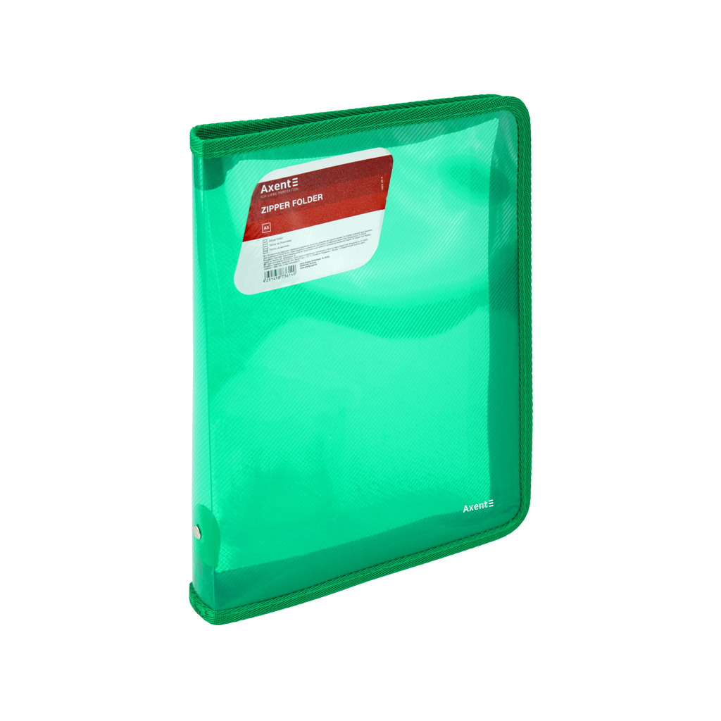 Папка на блискавці Axent об'ємна B5 550 мкм Прозора Зелена (1802-26-A) - зображення 1