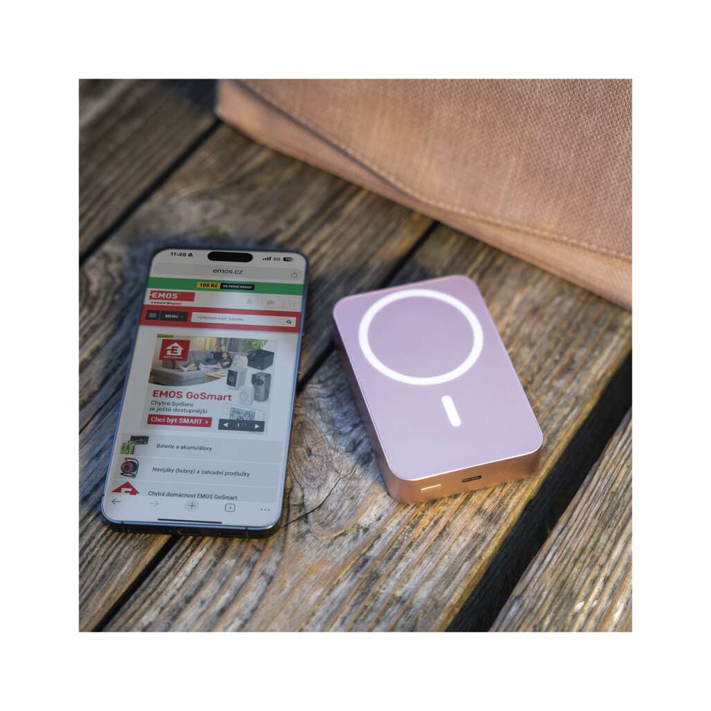 Батарея універсальна EMOS 10000mAh WI1046, 20W, Wireless, salmon (B0551S) - зображення 8