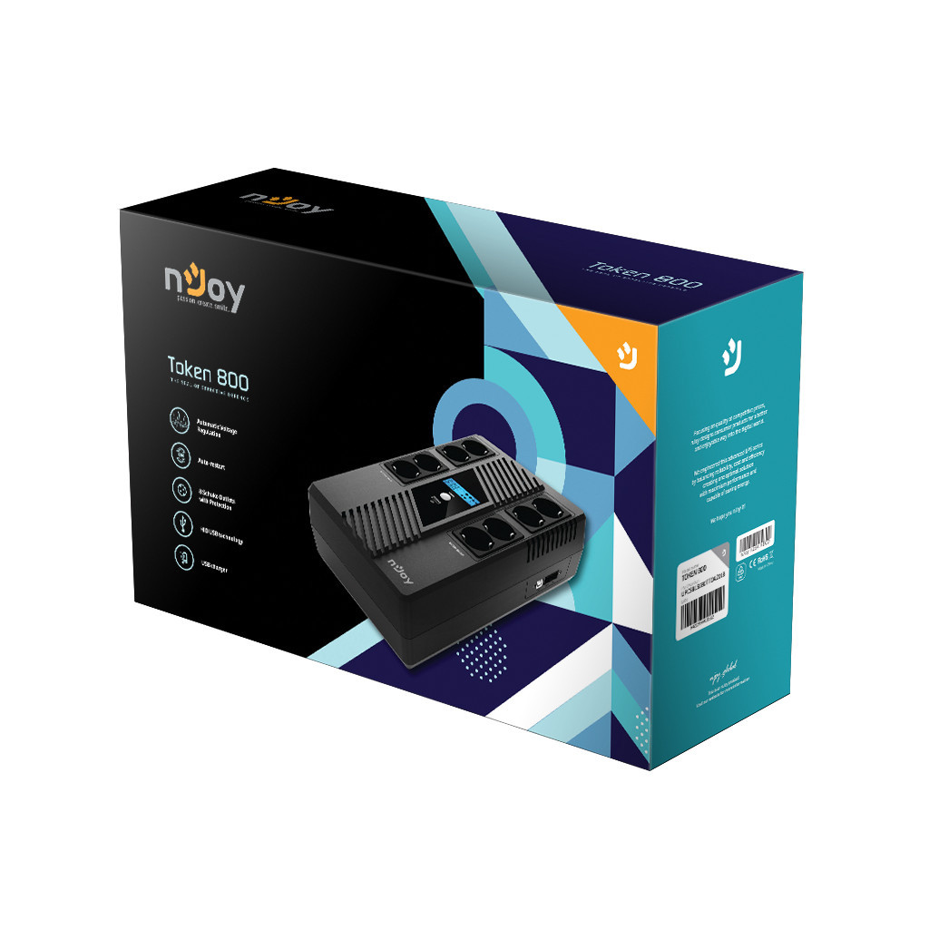 Пристрій безперебійного живлення nJoy Token 800 USB 8*Schuko (UPCSBLS680TTOAZ01B) - зображення 5