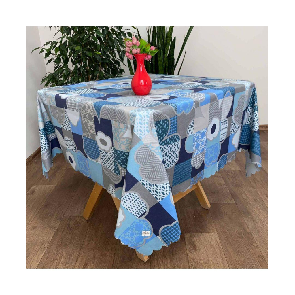 Скатертина Прованс водовiдштовхуюча Simfoni Сині квіти 220х140 см (4823093413108) - зображення 1