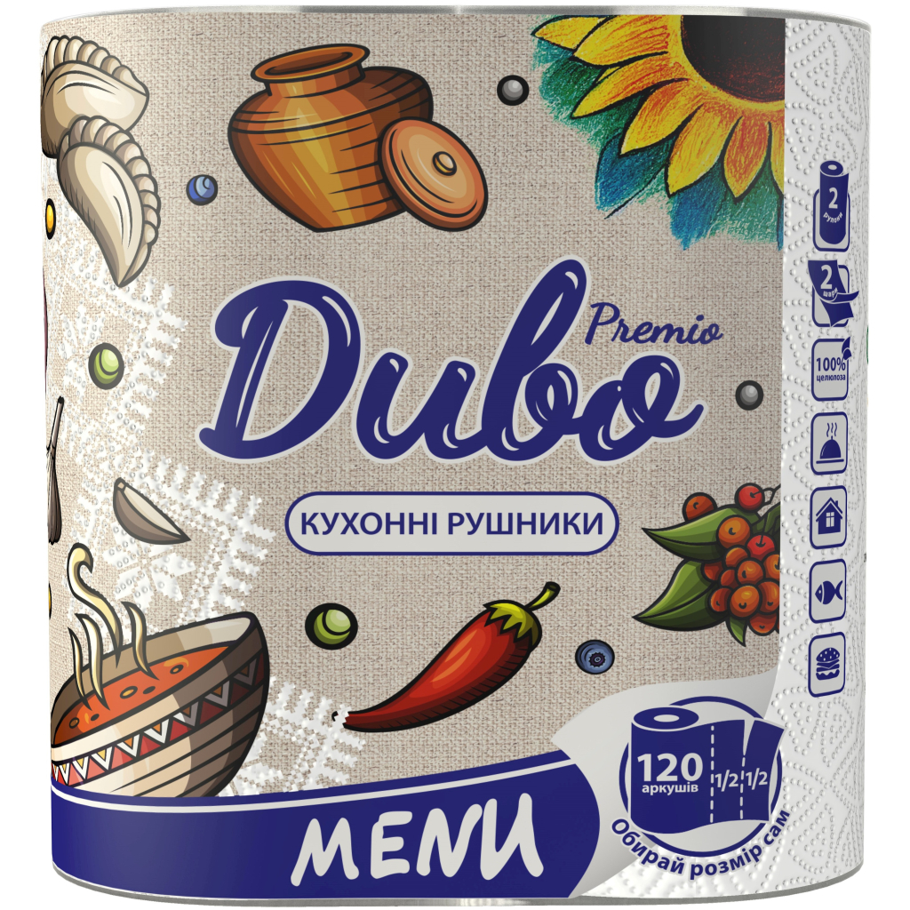 Паперові рушники Диво Premio Menu 2 шари 2 рулони (4820003838488) - зображення 1