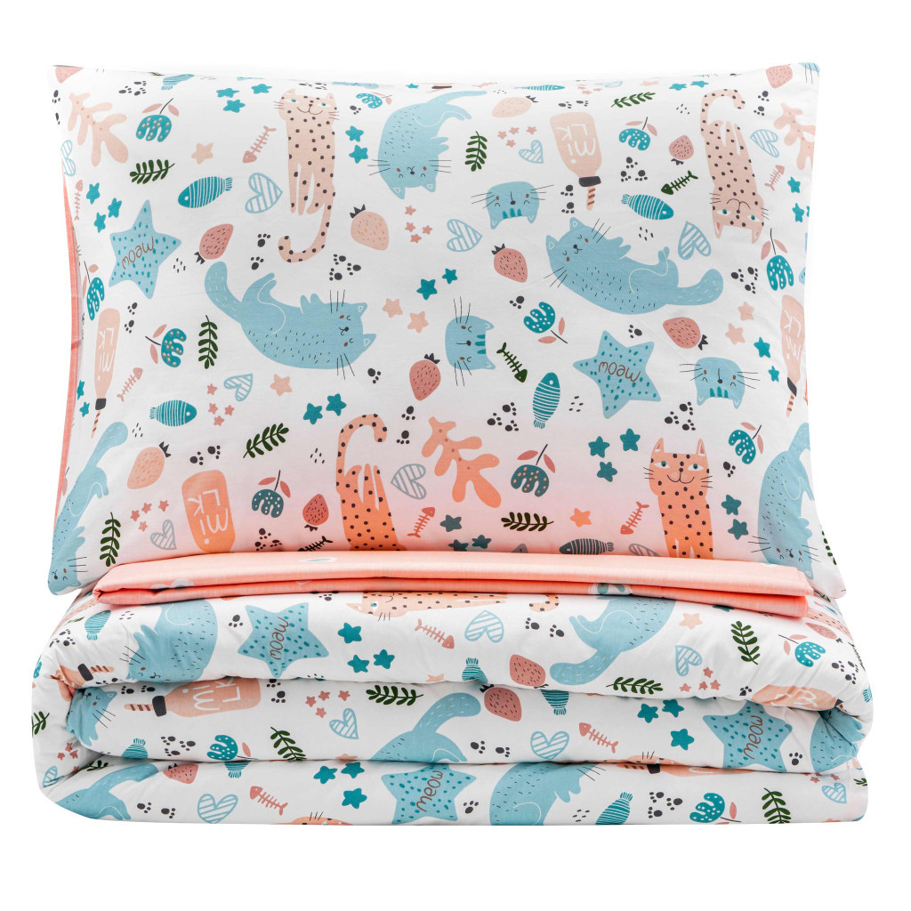 Постільна білизна Ardesto Gloria сатин коти персиковий полуторний 160х220 (ART1622CP) - зображення 3