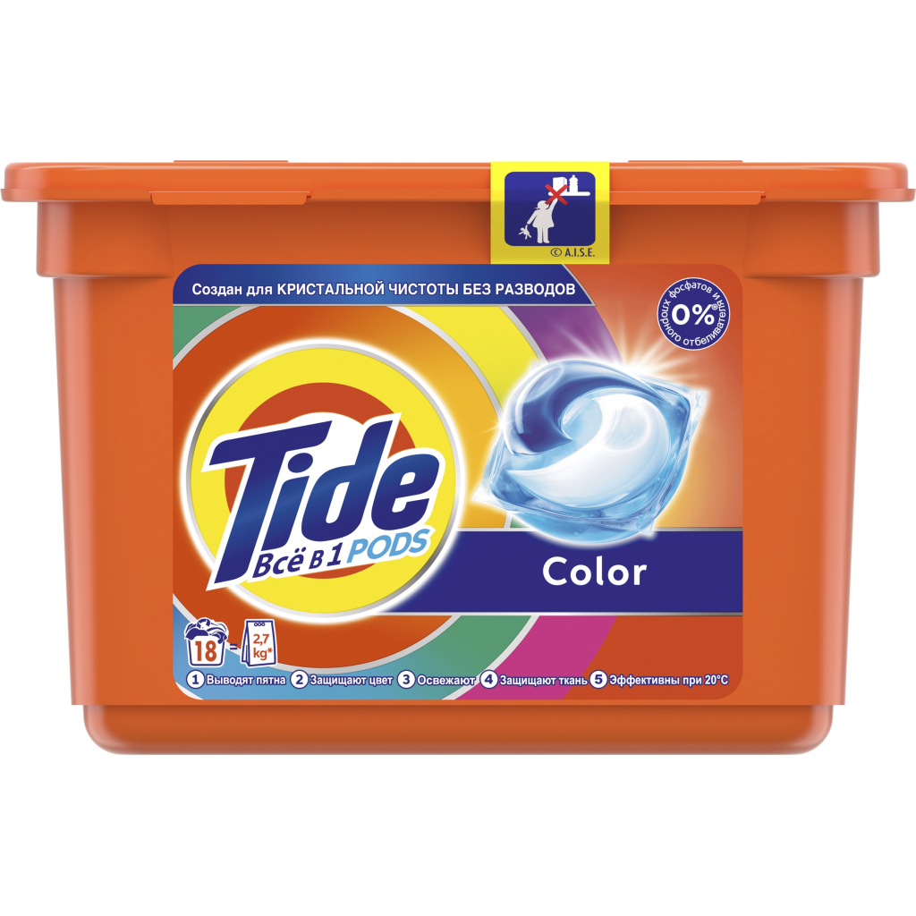 Капсули для прання Tide Все-в-1 Color 18 шт. (8001841433585) - зображення 1