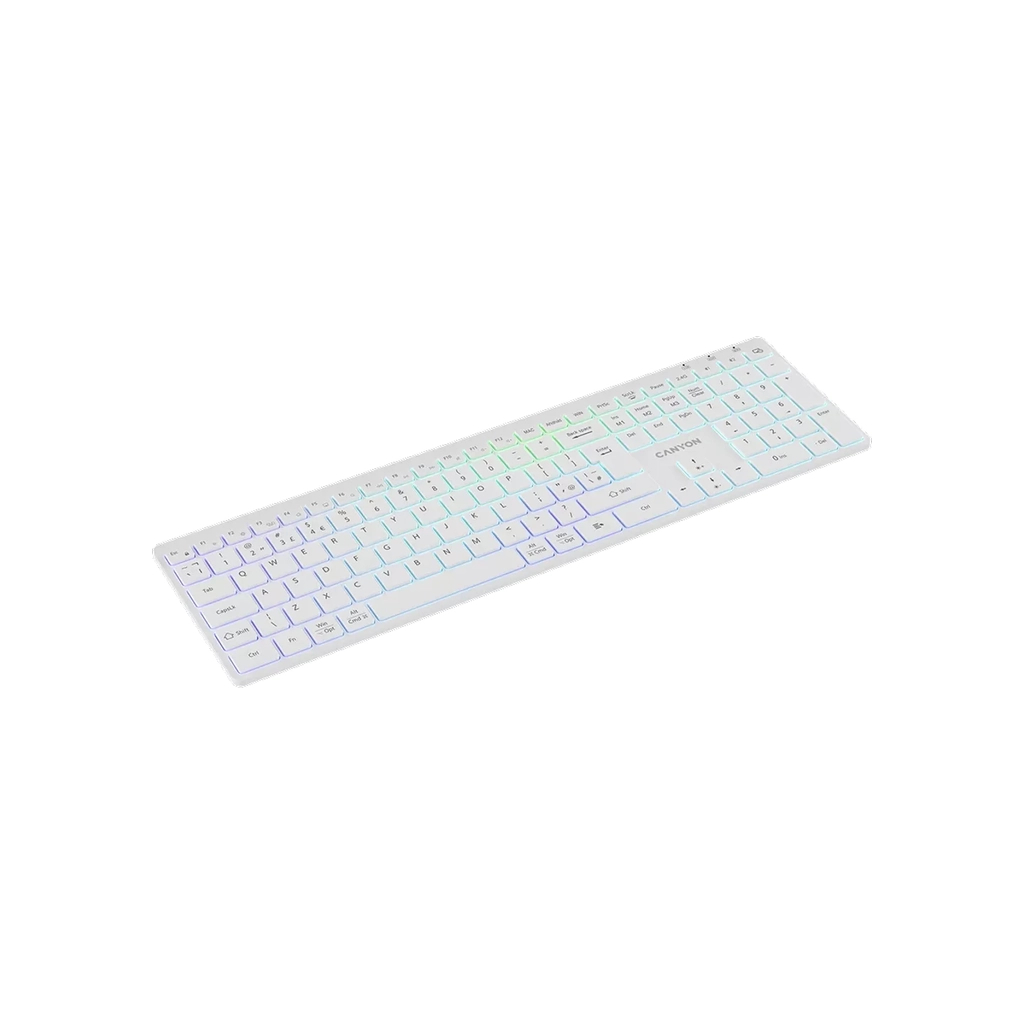 Клавіатура Canyon HKB-W11 Slim Dual Mode Wireless/Bluetooth RGB UA White (CNS-HBTK11W) - зображення 4