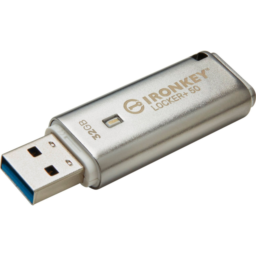 USB флеш накопичувач Kingston 32GB IronKey Locker Plus 50 AES Encrypted USB 3.2 (IKLP50/32GB) - зображення 1