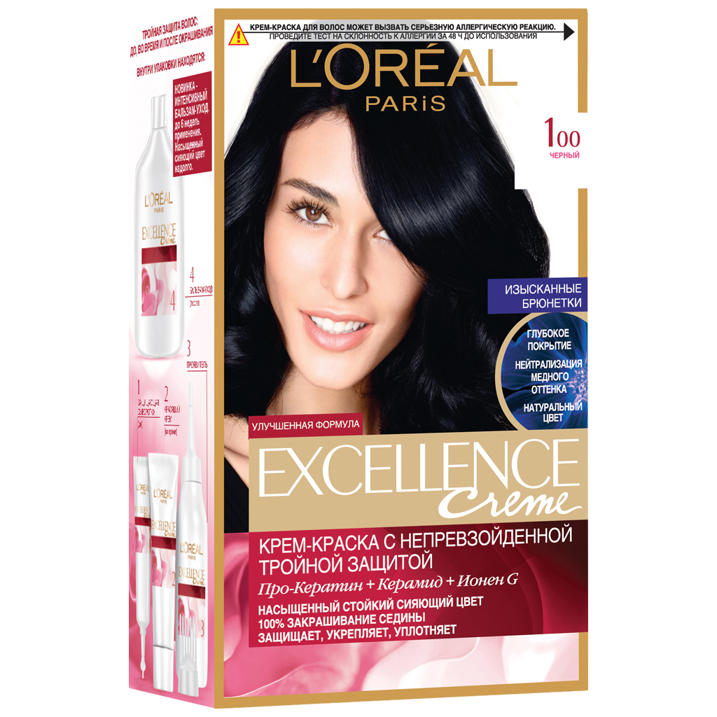 Фарба для волосся L'Oreal Paris Excellence 1.00 Чорний (3600523781089) - зображення 1