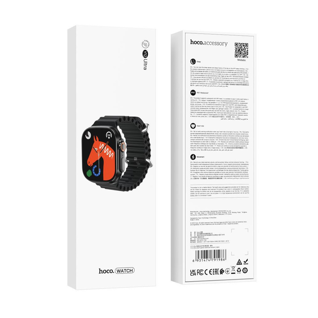 Смарт-годинник HOCO Y12 Ultra smart sports watch (call version) Black (6931474791986) - зображення 5