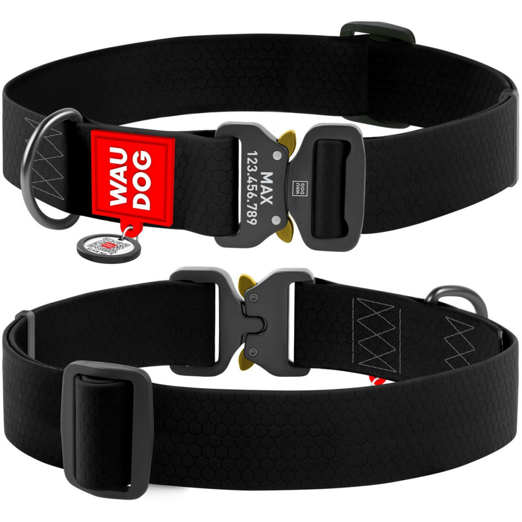 Нашийник для тварин WAUDOG Waterproof з QR паспортом XXL Ш 40 мм Д 43-70 см(чорний) (28011) - зображення 4