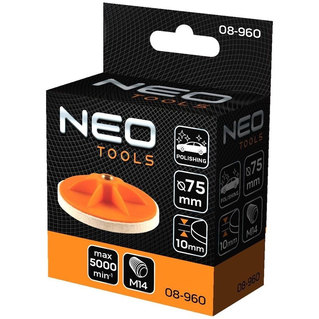 Диск полірувальний Neo Tools полірувальний, губка середньої твердості , M14, 75x10мм (08-960) - изображение 4