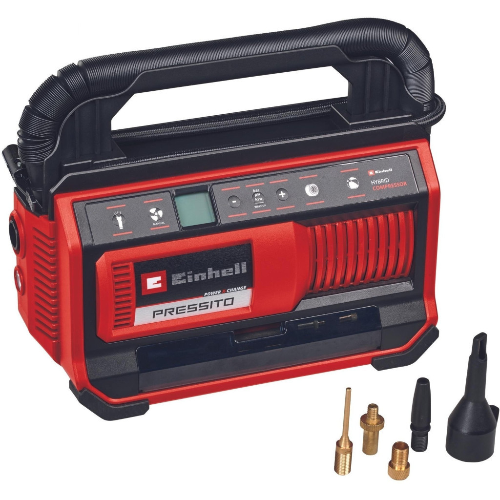 Автомобільний компресор Einhell гібридний PRESSITO 18/25 Hybrid, PXC, 230/18В, 11бар, 25л/хв, можливість всмоктування, шланг 710 (4020430) - зображення 1