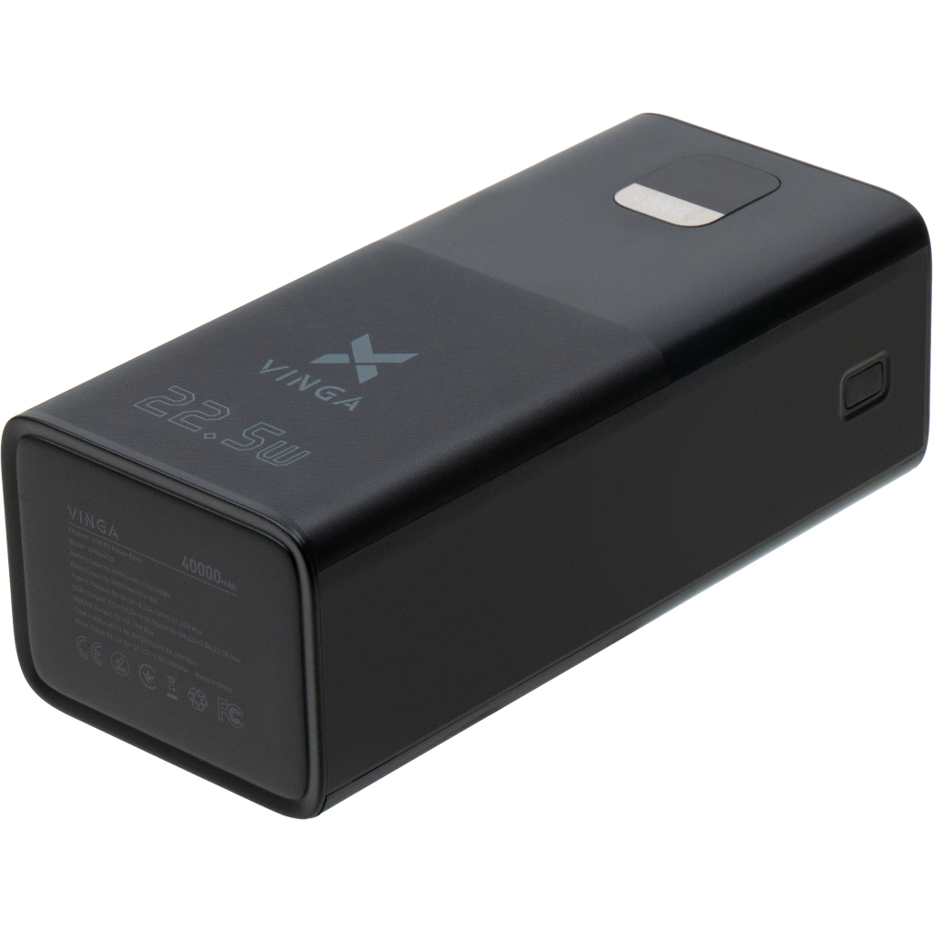 Батарея універсальна Vinga 40000 mAh 22.5W Display Black (VPBB4022) - зображення 6