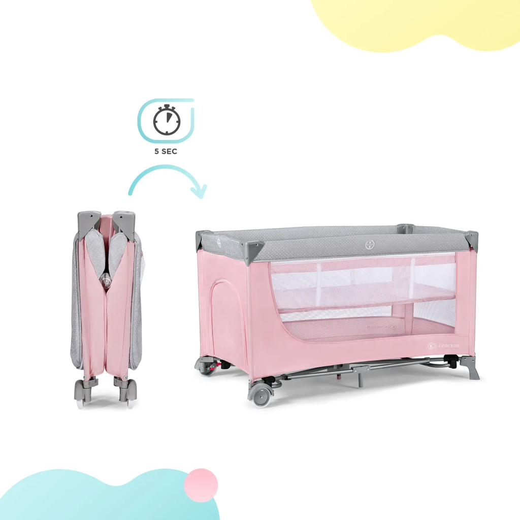Ліжечко Kinderkraft манеж Leody Pink (5902533917983) - зображення 7