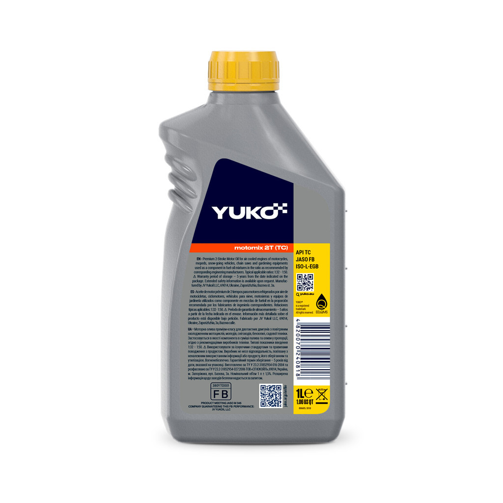 Моторна олива Yuko MOTOMIX 2T (TC) 1л (4820070240818) - зображення 2