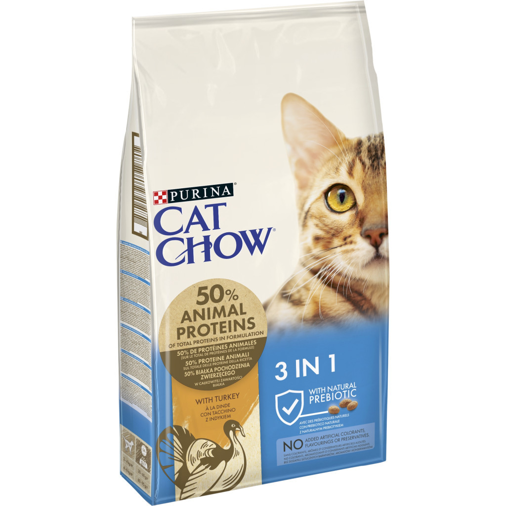 Сухий корм для кішок Purina Cat Chow Feline 3 в 1 з індичкою 15 кг (7613034153746) - изображение 2