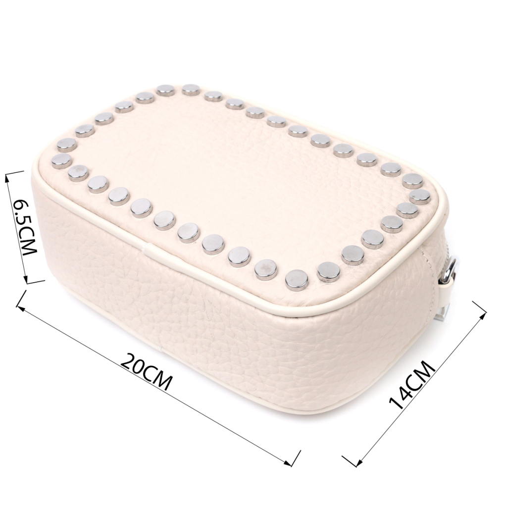 Сумка Vintage Шкіряна декорована металевими кнопками Біла (22334) - зображення 3