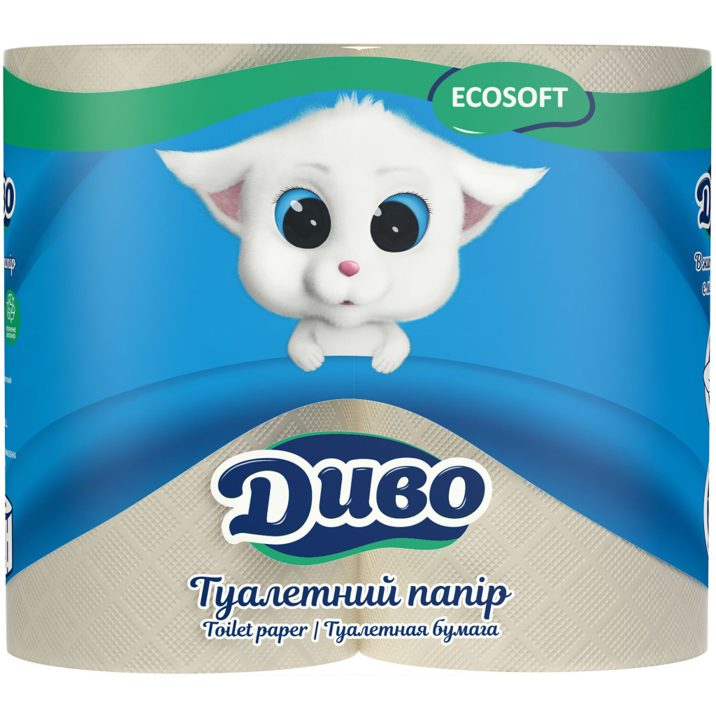 Туалетний папір Диво Ecosoft 2 шари сірий 4 рулони (4820003831892) - зображення 1