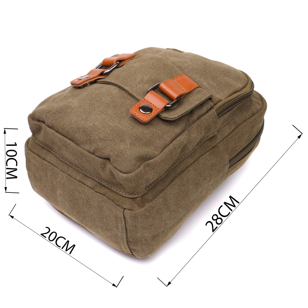 Сумка Vintage У стилі мілітарі з двома відділеннями з текстилю Оливкова (22163) - зображення 3