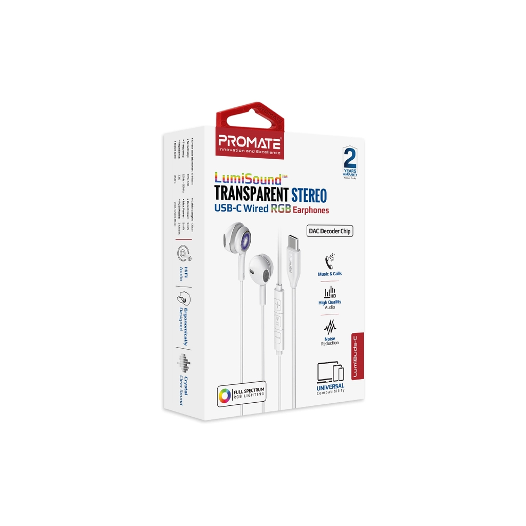 Навушники Promate LumiBuds-C Silver (lumibuds-c.silver) - зображення 2