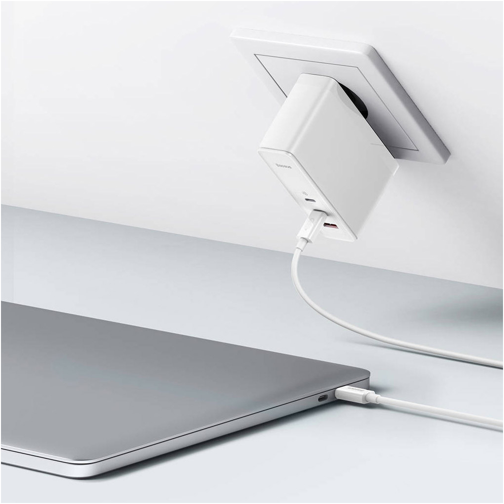 Зарядний пристрій Baseus GaN5 Pro Fast Charger 2C+U 140W + Cable 1.0m Type-C 240W white (CCGP100202) - зображення 10