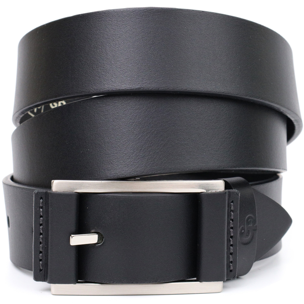 Ремінь Grande Pelle Шкіряний брючний з квадратною пряжкою Чорний (11679) - зображення 1