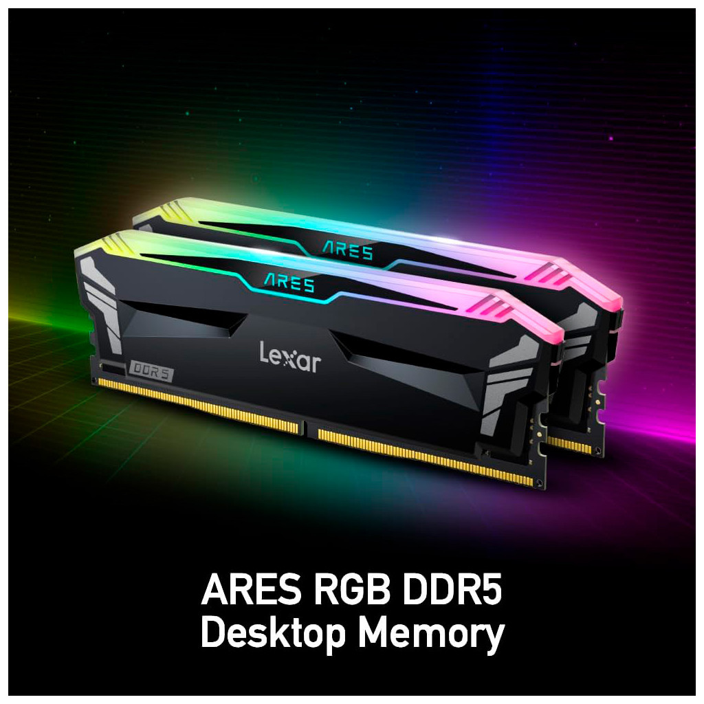 Модуль пам'яті для комп'ютера DDR5 32GB (2x16GB) 7200 MHz Ares RGB Black Lexar (LD5U16G72C34LA-RGD) - зображення 6