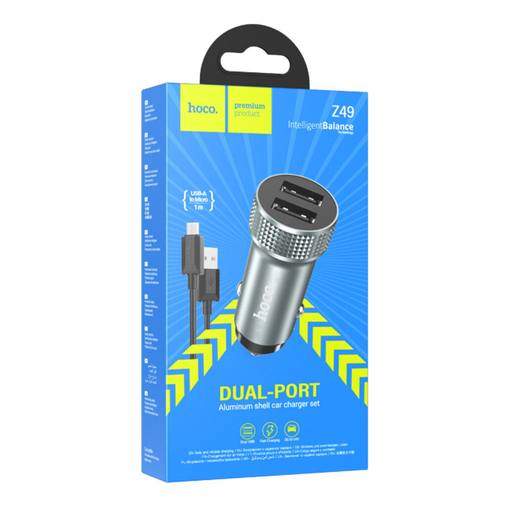 Зарядний пристрій HOCO Z49 Level 2xUSB Metal Gray (6931474795656) - зображення 3