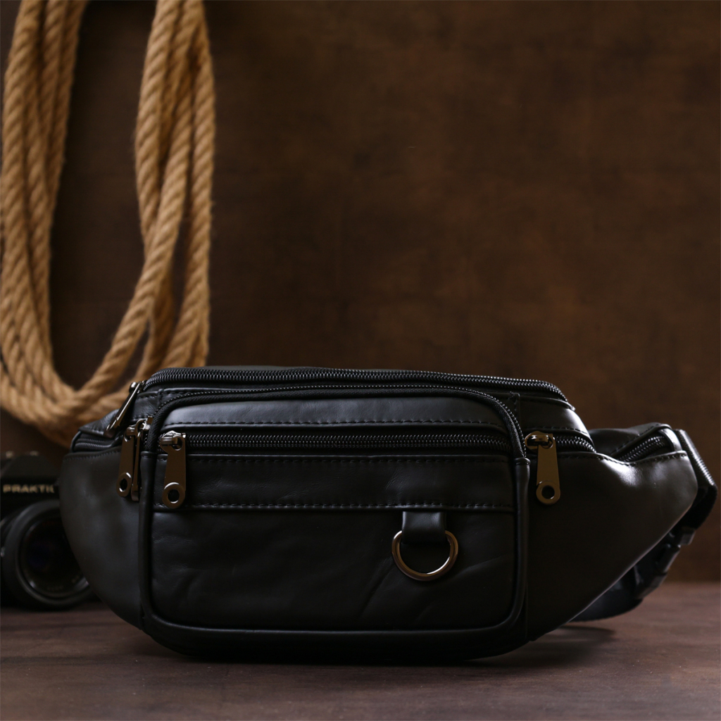 Сумка Vintage Чоловіча шкіряна на пояс Чорна (20487) - зображення 8