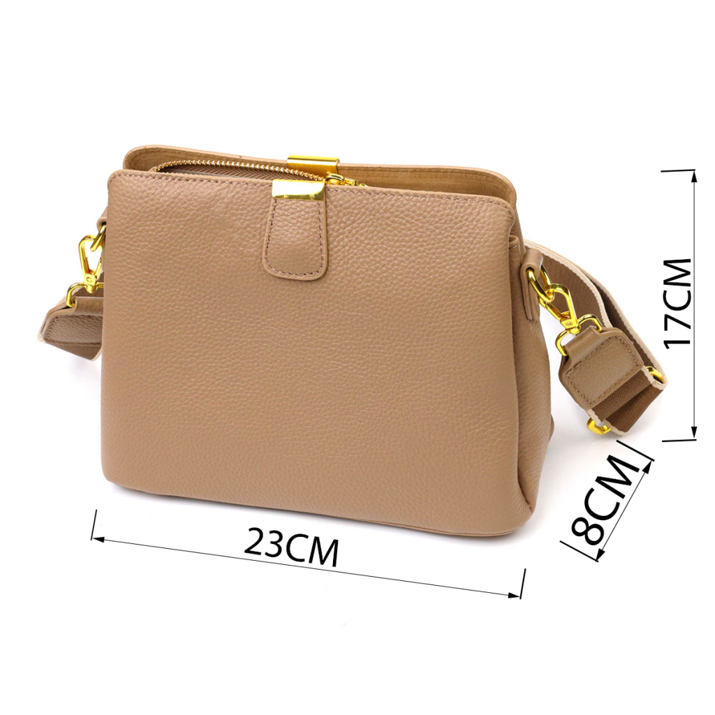 Сумка Vintage Жіноча на три відділення з натуральної шкіри Бежева (22106) - зображення 4