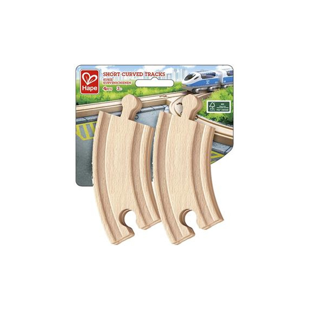 Залізниця Hape Набір для залізниці короткі вигнуті рейки 4 шт (E3776) - зображення 1