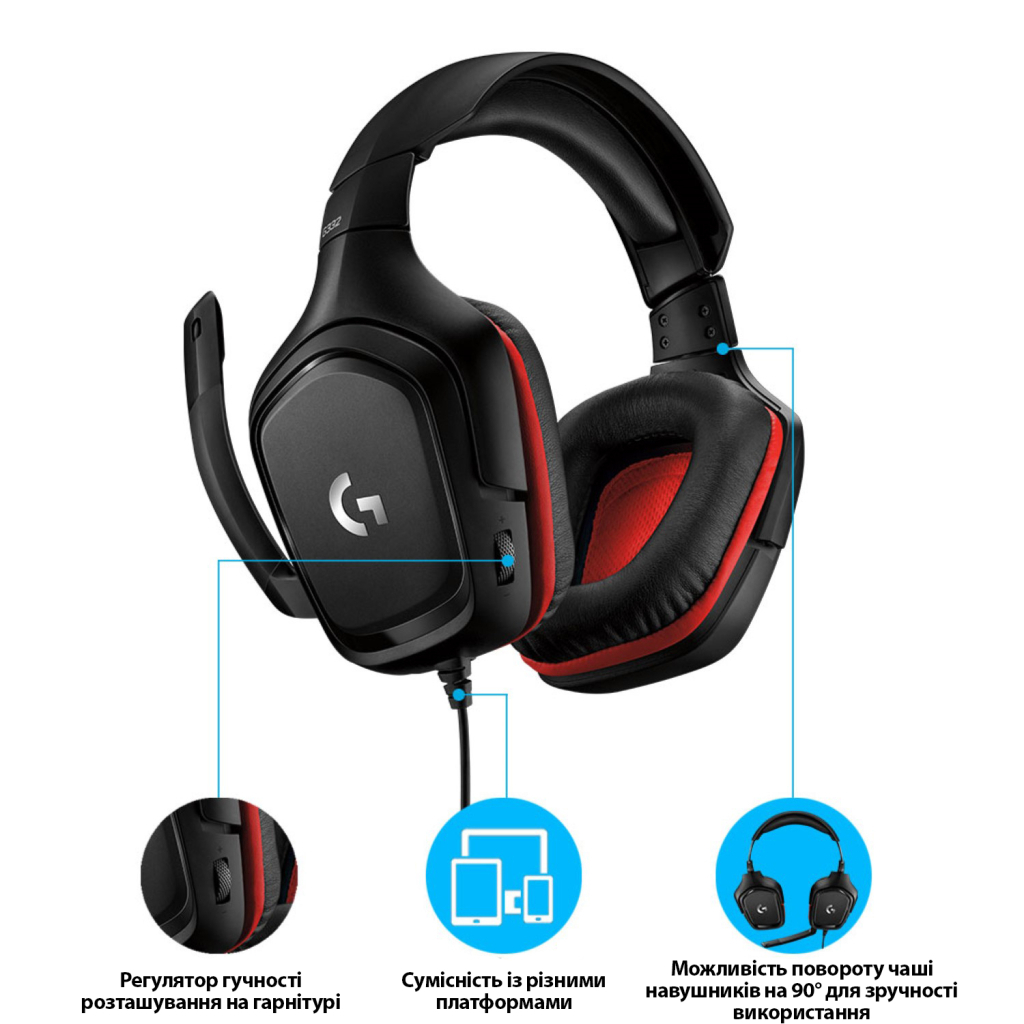 Навушники Logitech G332 Wired Gaming Headset (981-000757) - зображення 6