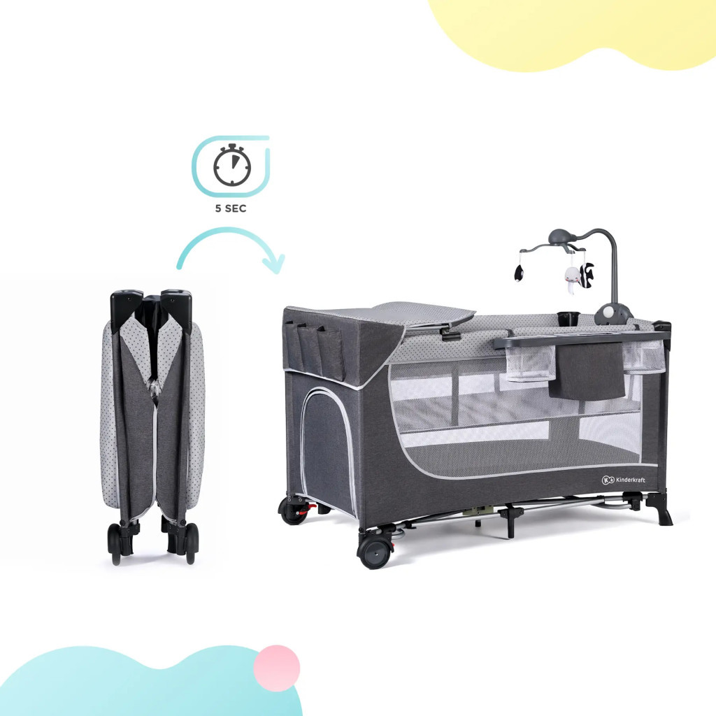 Дитячий манеж Kinderkraft кровать Leody с пеленатором Grey (5902533917952) - зображення 11