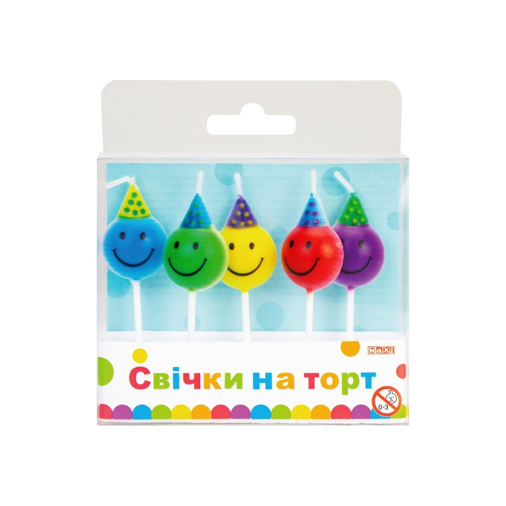 Свічка Maxi Смайли 5 шт на торт (MX629083) - зображення 1