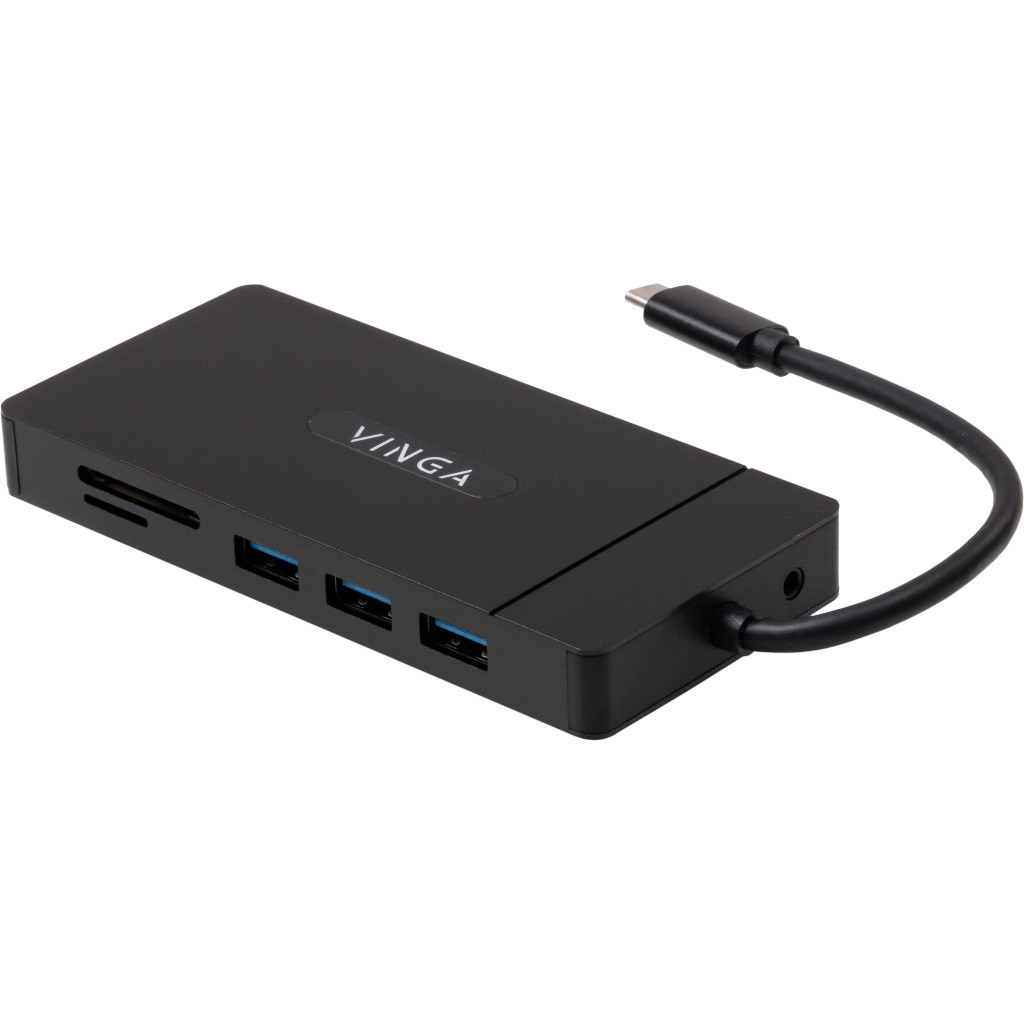 Концентратор Vinga USB-C 3.1 to VGA+HDMI+RJ45+3xUSB3.0+USB2.0+SD/TF+PD100W+Audio (VHYC10) - зображення 2