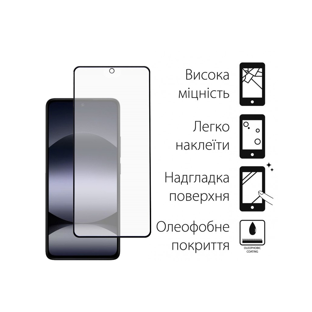 Скло захисне Dengos Full Glue Xiaomi Redmi Note 14 (black) (TGFG-381) - зображення 2
