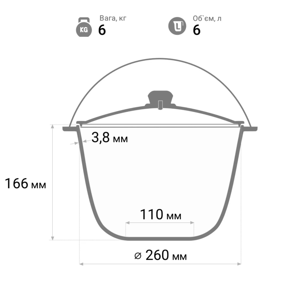 Котел туристичний Brizoll чавунний з кришкою 6 л (KT06-1) - зображення 10