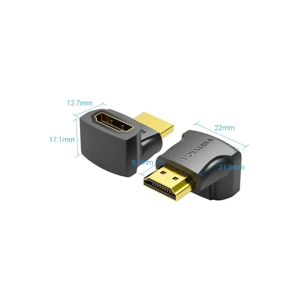 Перехідник HDMI M to HDMI F 90° corner black VENTION (AIOB0) - picture 3