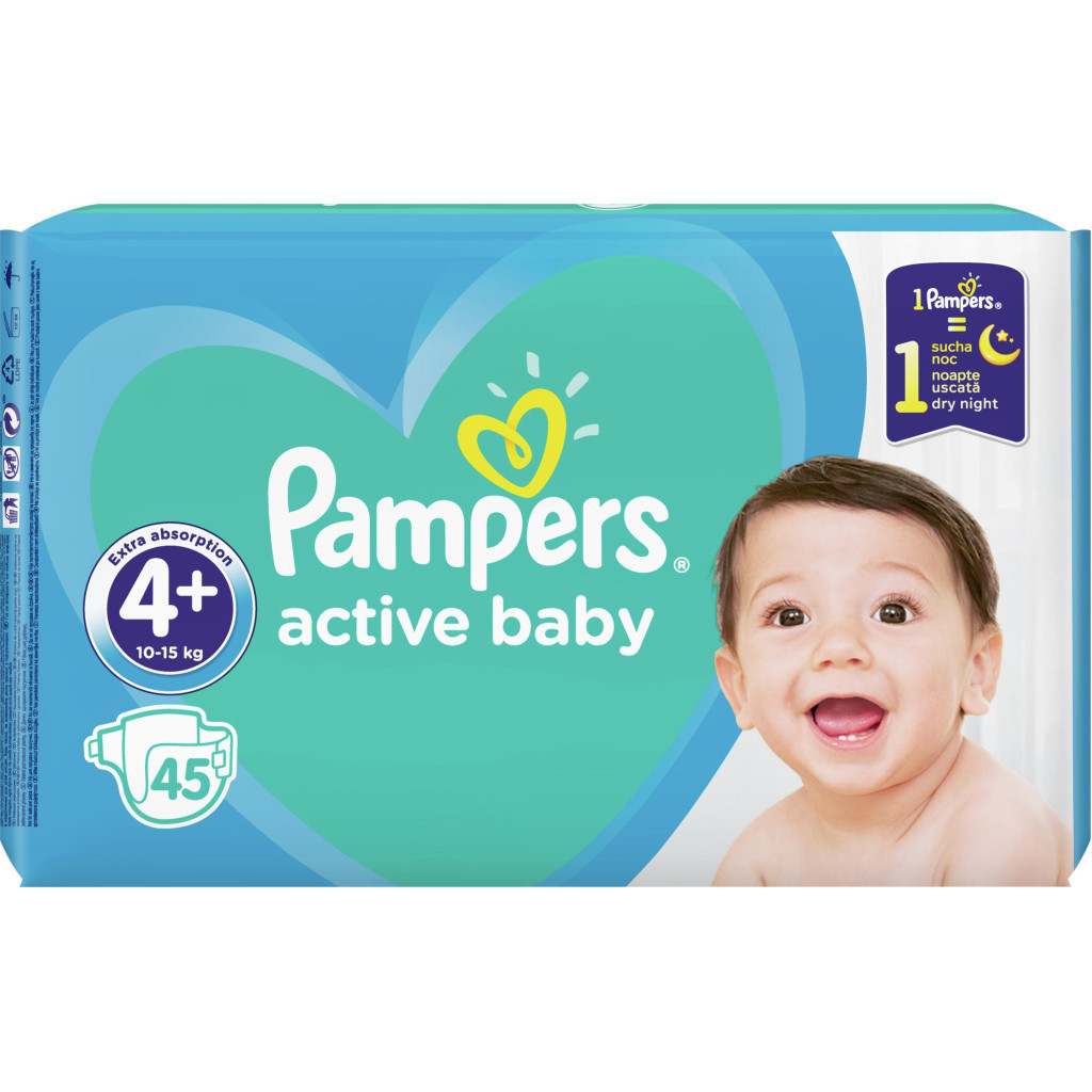 Підгузки Pampers Active Baby Maxi Plus Розмір 4+ (10-15 кг) 45 шт (8001090950017) - зображення 3