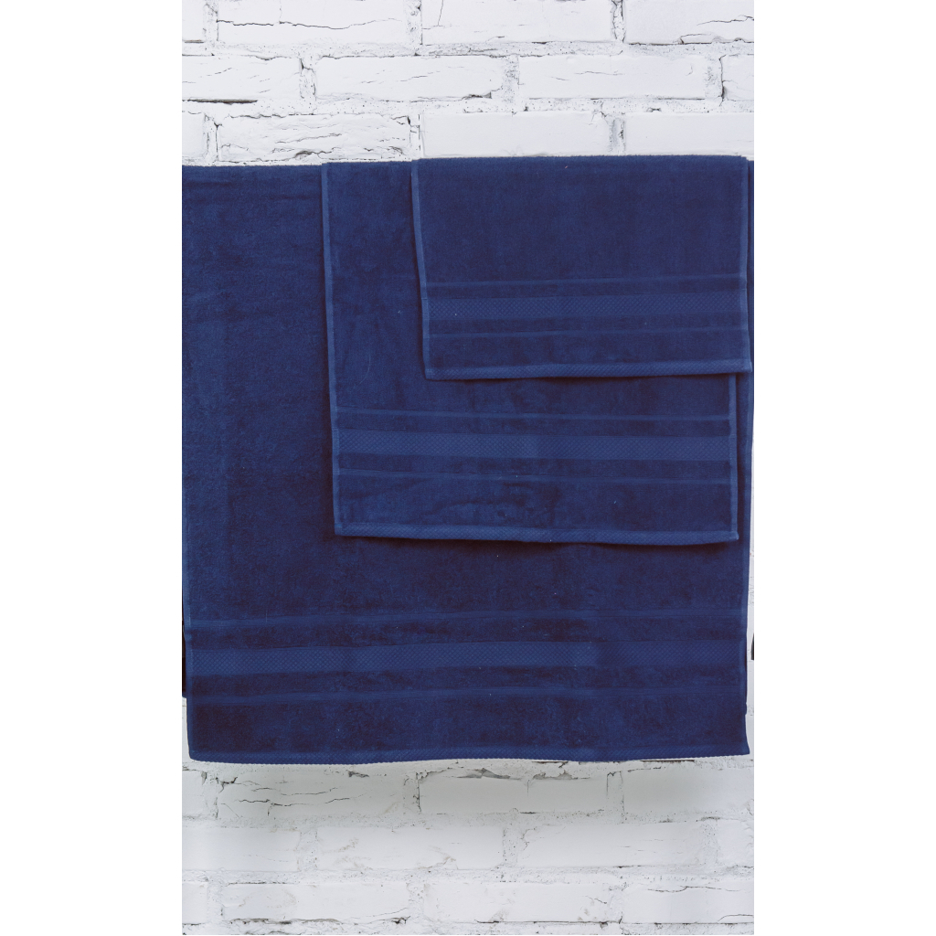 Рушник MirSon набір банних 5073 Elite SoftNess Darkblue 50х90, 70х140, 100x150 (2200003960938) - изображение 3