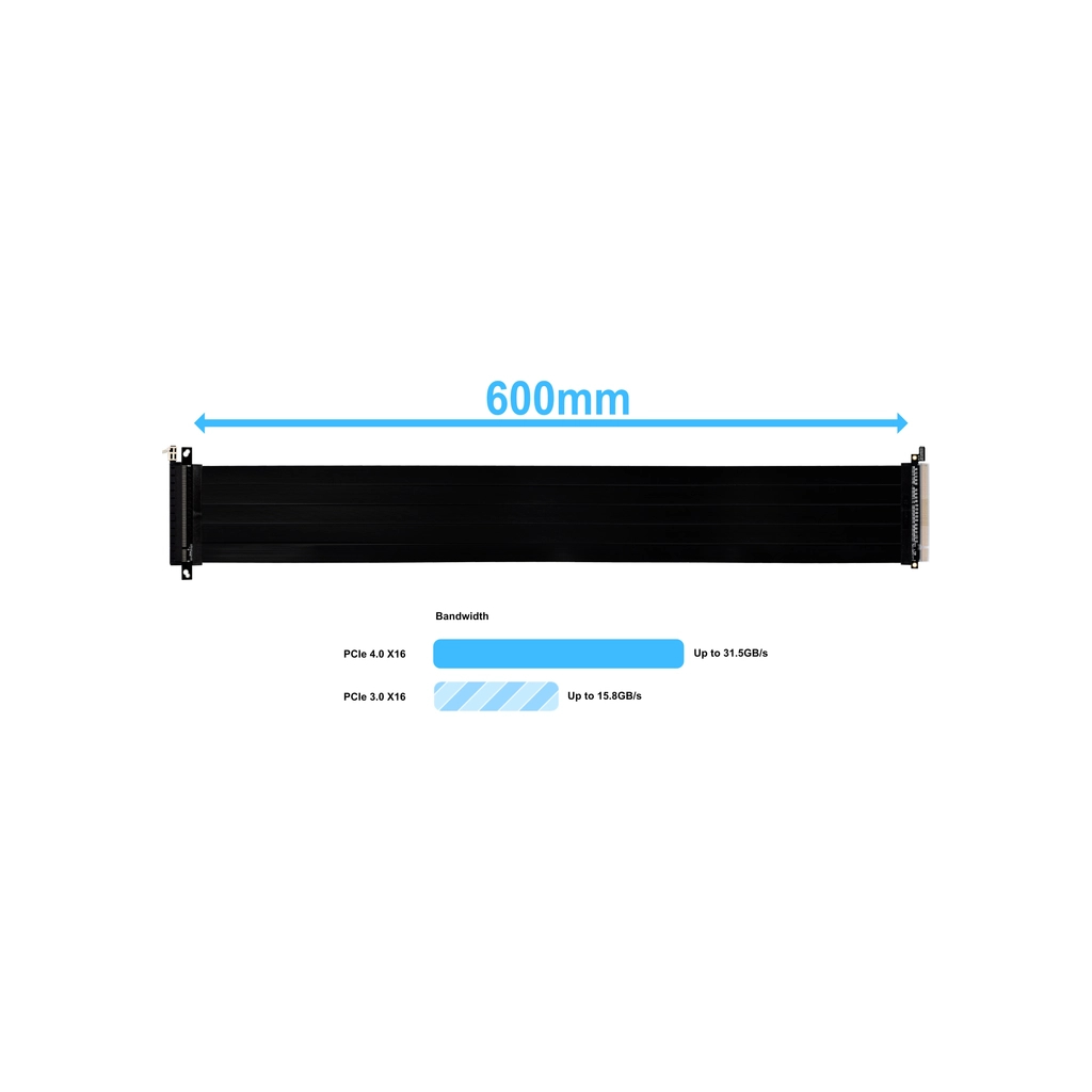 Райзер NZXT 600mm PCIe 4.0 RISER CABLE, Black (G89.PW-PCI-4-60X) - зображення 4