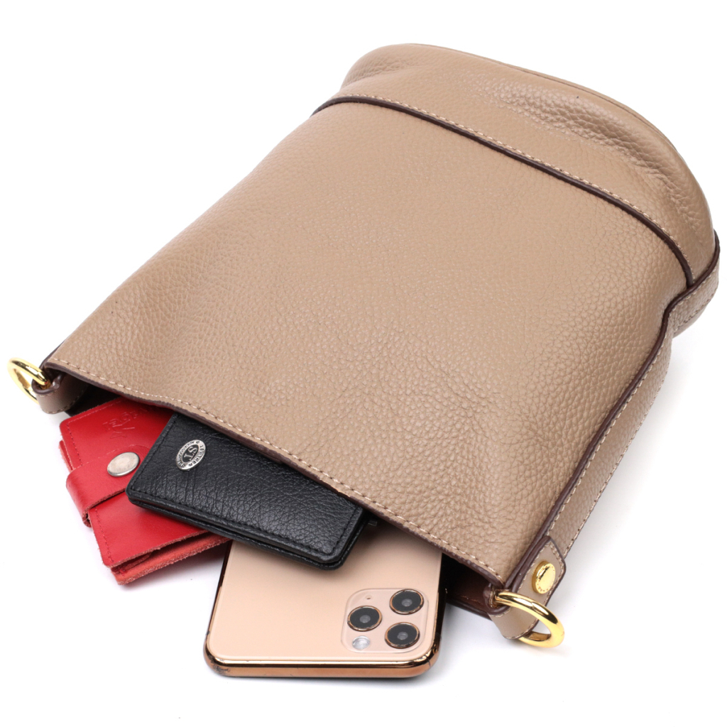 Сумка Vintage Жіноча з автономною косметичкою з натуральної шкіри Бежева (22364) - зображення 8