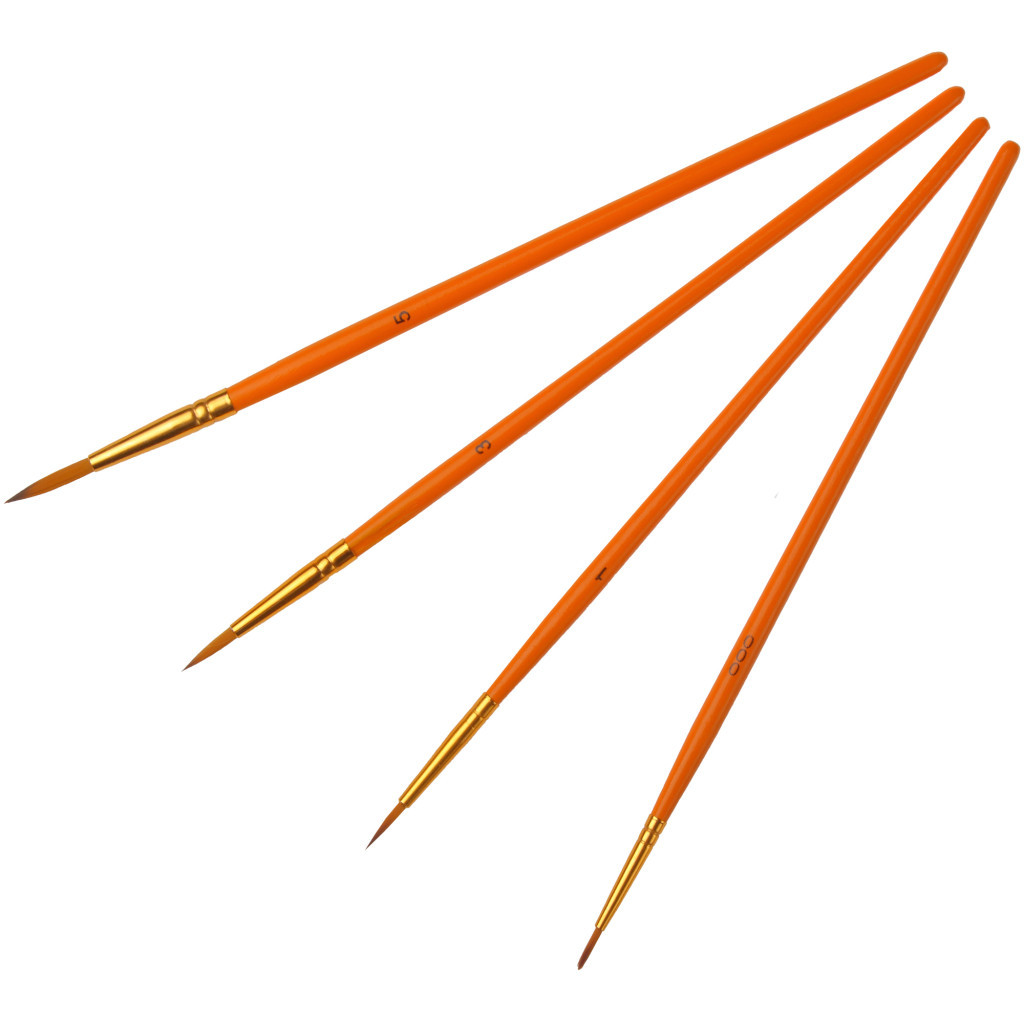 Пензлик для малювання Maxi набір 4 шт синтетичний ворс, круглі (№ 1, 3, 3/0, 5) коротка ручка (MX60883) - зображення 2