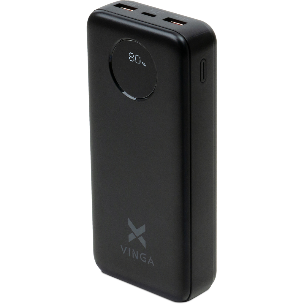 Батарея універсальна Vinga 20000 mAh 22.5W Display Black (VPBB2022) - зображення 1