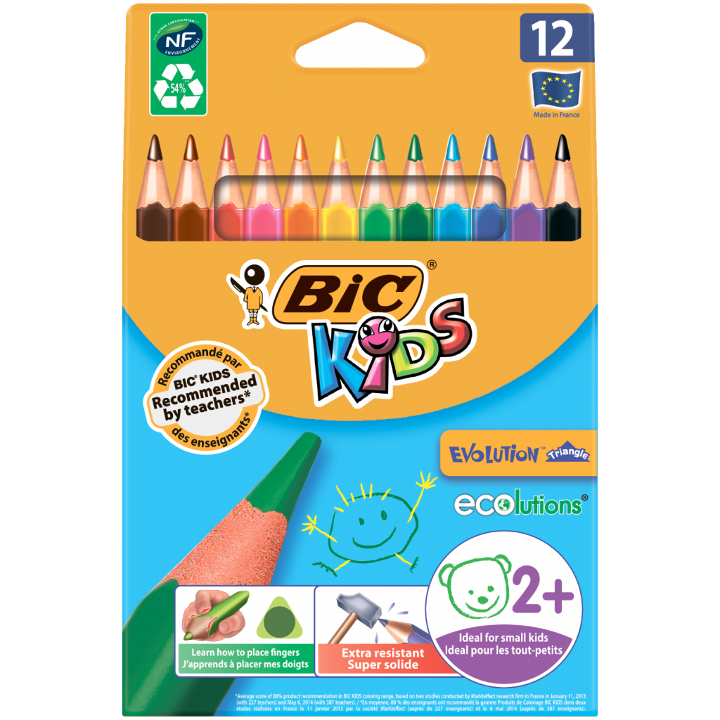 Олівці кольорові Bic Evolution Triangle 12 шт (bc8297356) - зображення 1