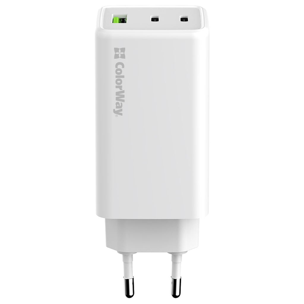 Зарядний пристрій ColorWay C101B GaN Mini 100W PD PPS 2xUSB-C + USB-A white (CW-CHS061PD-WT) - изображение 3