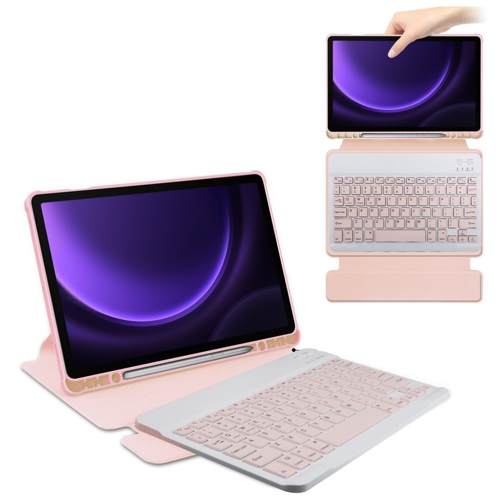 Чохол до планшета BeCover Keyboard 360° Rotatable Samsung Tab S9 (SM-X710/SM-X716)/S9 FE (SM-X510/SM-X516B) 11.0" Pink (710430) - зображення 4